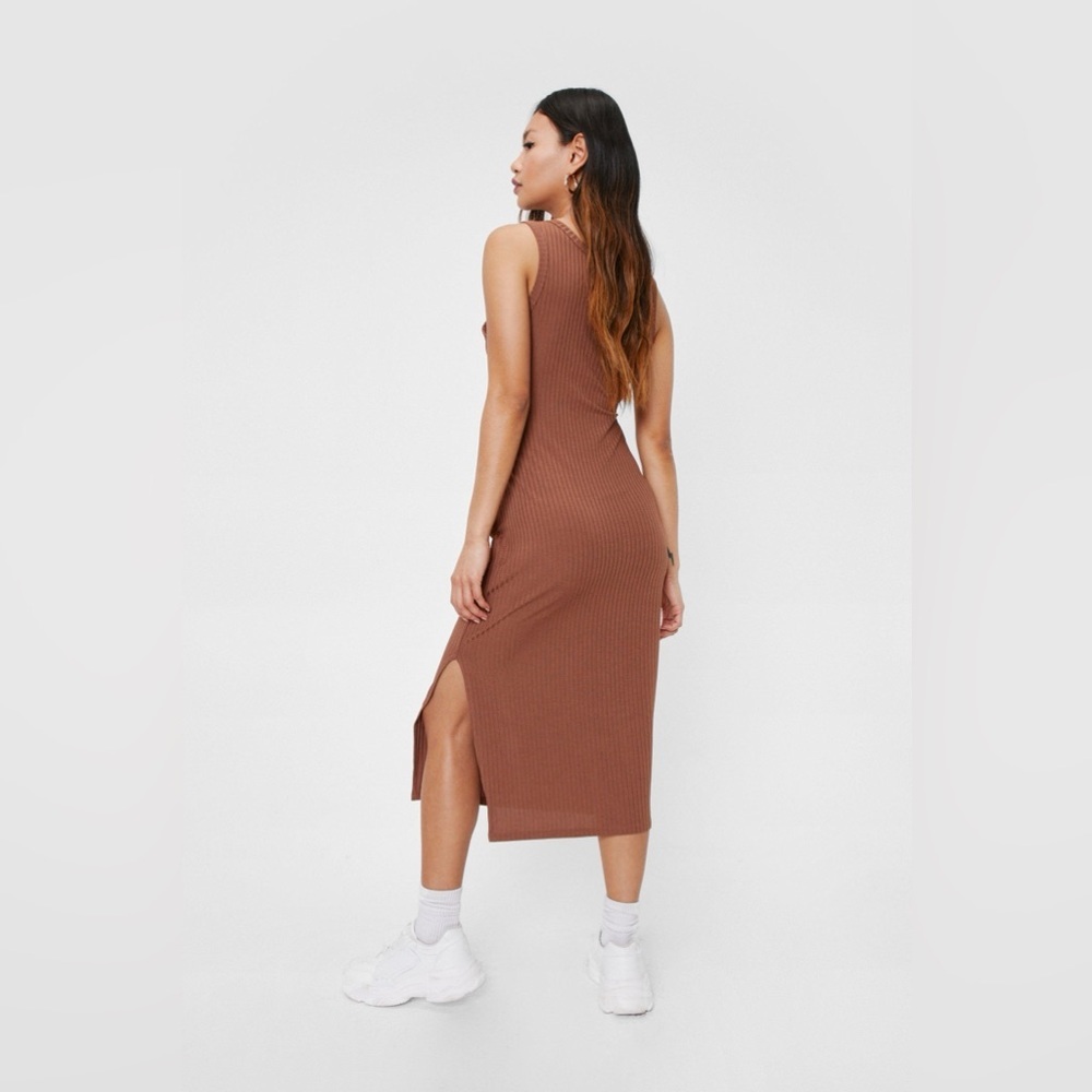 Nasty Gal Ribbed Racer Midi Dress - Picture 4 of 9